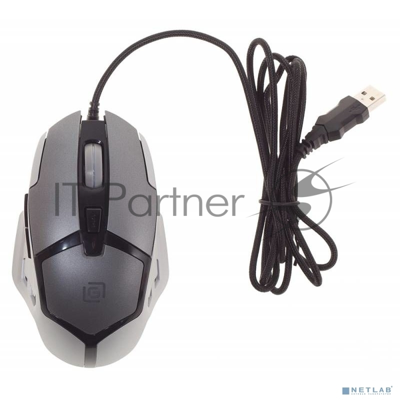 Мышь проводная Oklick 915G HELLWISH V2 черный/серебристый, 2400 dpi, USB, кнопки - 6