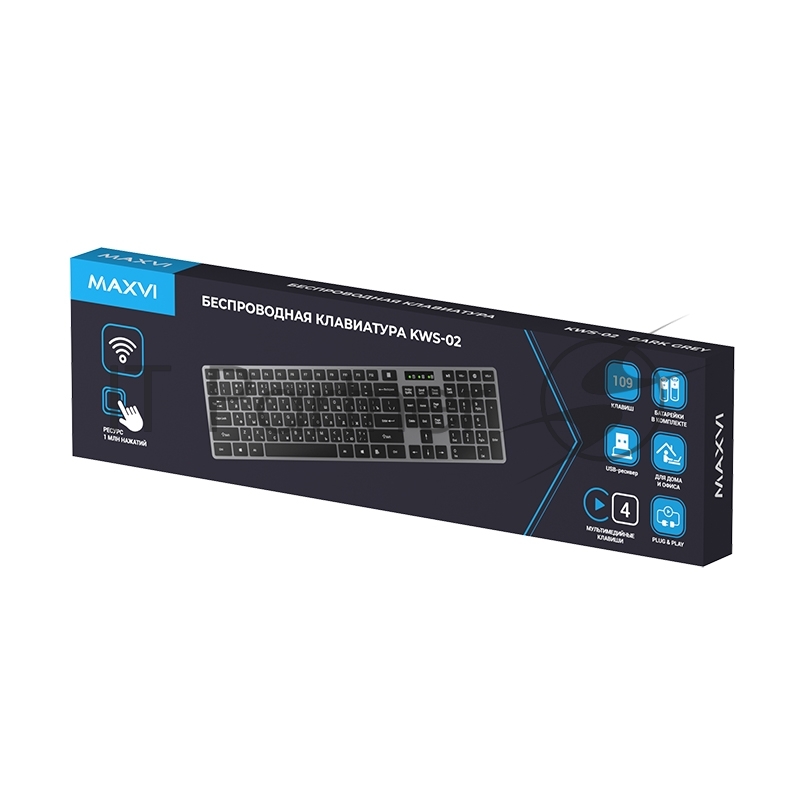 Клавиатура беспроводная Maxvi KWS-02 dark grey