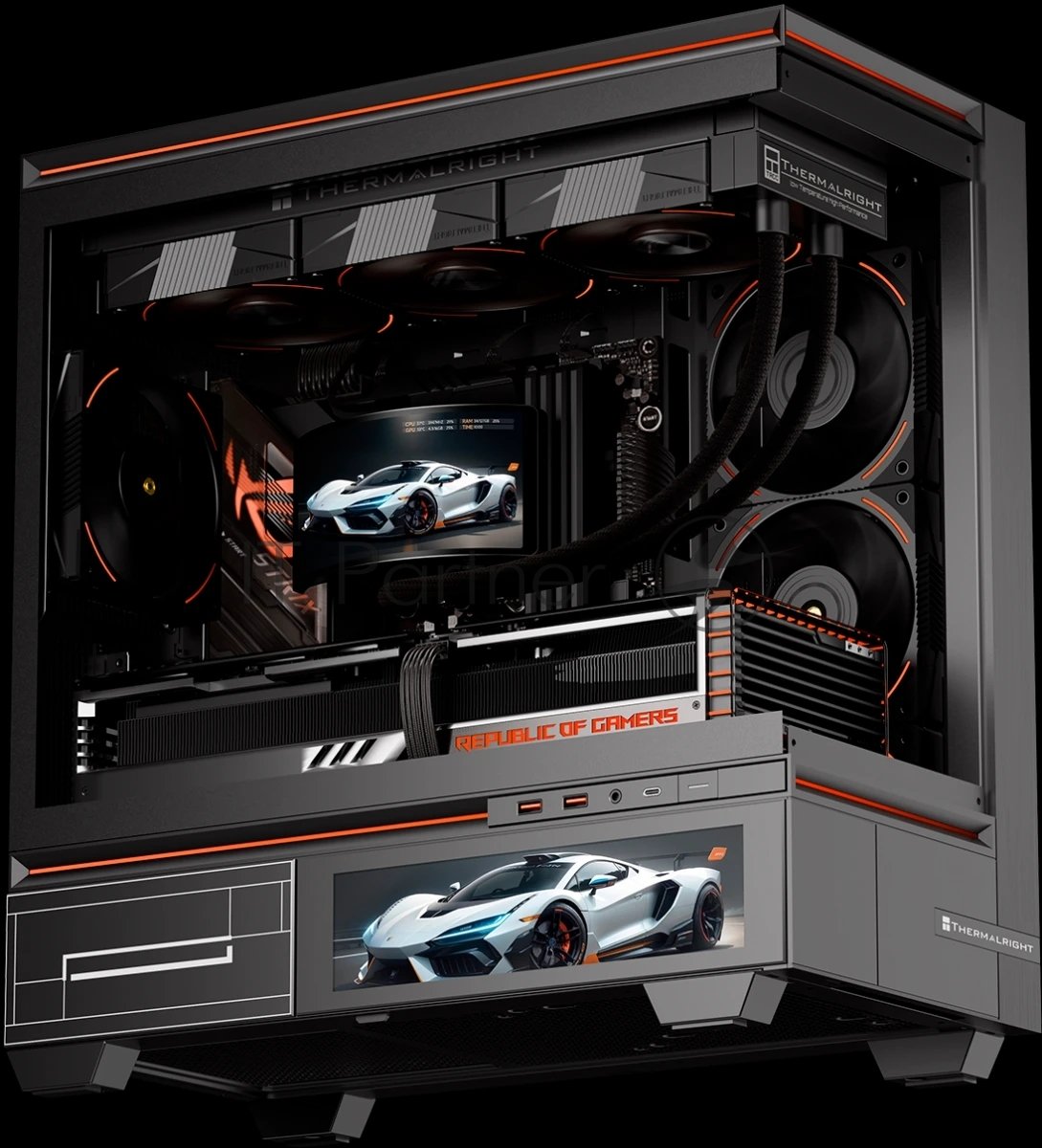 Система водяного охлаждения Thermalright Rainbow Vision 360 Turbo Soc-AM5/AM4/1200/1700/1851 черный 4-pin 28.1dB Al LCD Ret (R-VISION-TURBO-360-BL-ARGB)