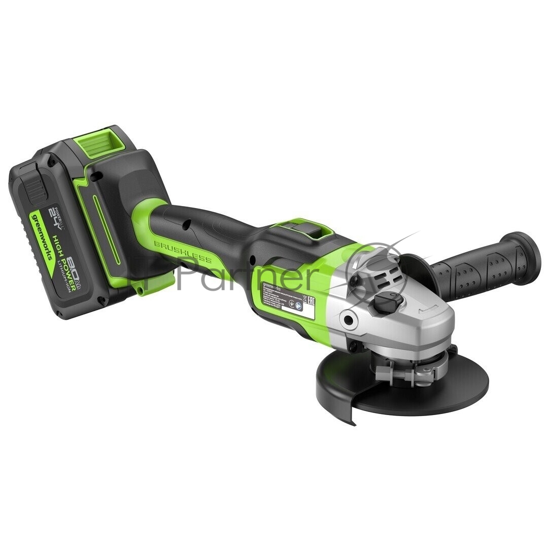Углошлифовальная машина Greenworks GD24AG 758Вт 10500об/мин рез.шпин.:M14 d=125мм (3200207CUH)
