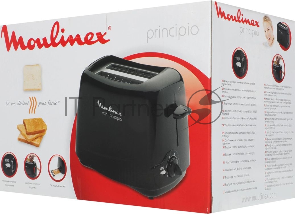 Тостер Moulinex TT1102 черный, 850 Вт, 2 слота