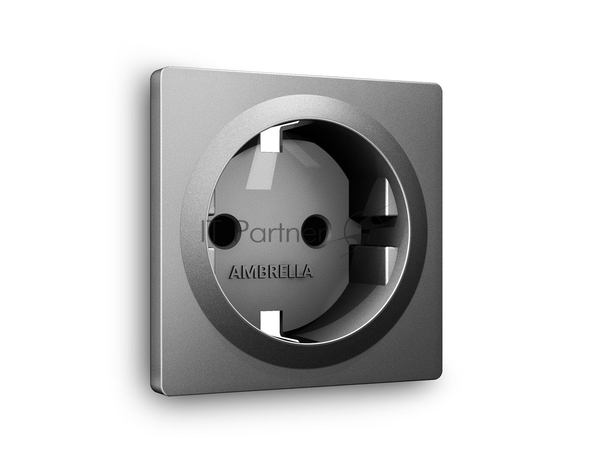 Ambrella AP6570 Лицевая панель ALFA (Антрацит серый) для электрической розетки с/з со  шторками QUANT AP6570