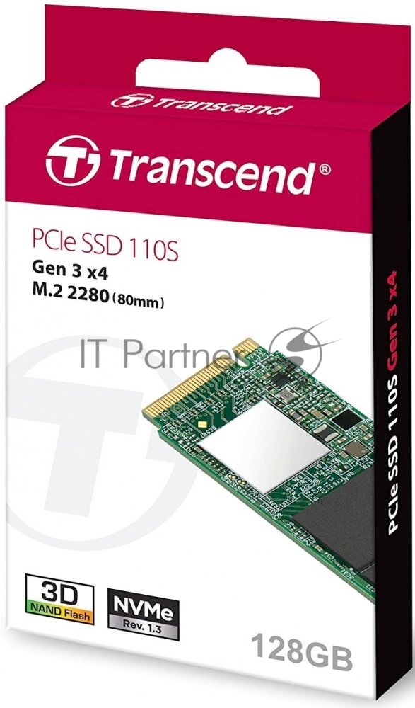 Накопитель SSD Transcend MTE110S, 128Gb, M.2 2280, PCIe 3.0 x4, NVMe, R/W 1600/400