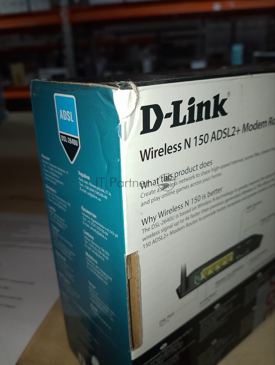 (Поврежденная упаковка) Беспроводной маршрутизатор D-Link DSL-2640U/RB/U2B ADSL2+ (Annex B) с поддержкой Ethernet WAN (DSL-2640U/RB/U2B)