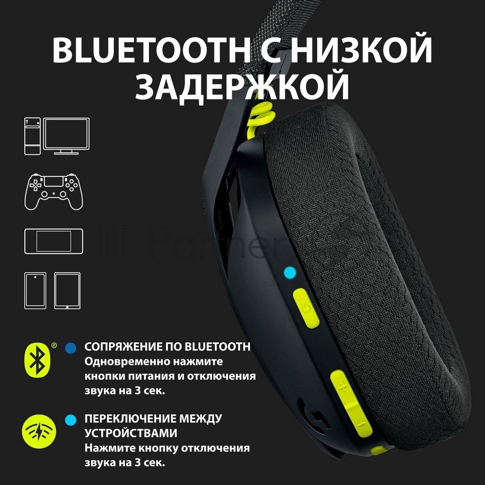 Гарнитура Logitech G435 чёрный, беспроводная, радиоканал, до 18 ч