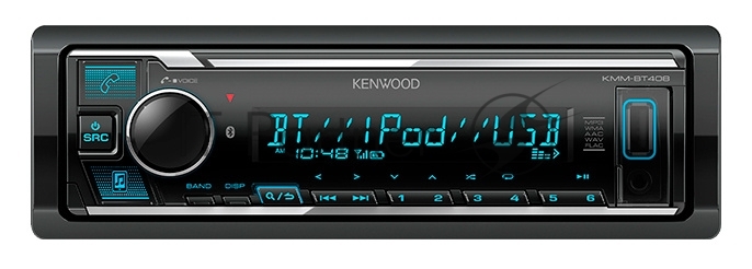 Автомагнитола Kenwood KMM-BT408, 1 DIN, Bluetooth, USB Type-A, AUX, съёмная панель