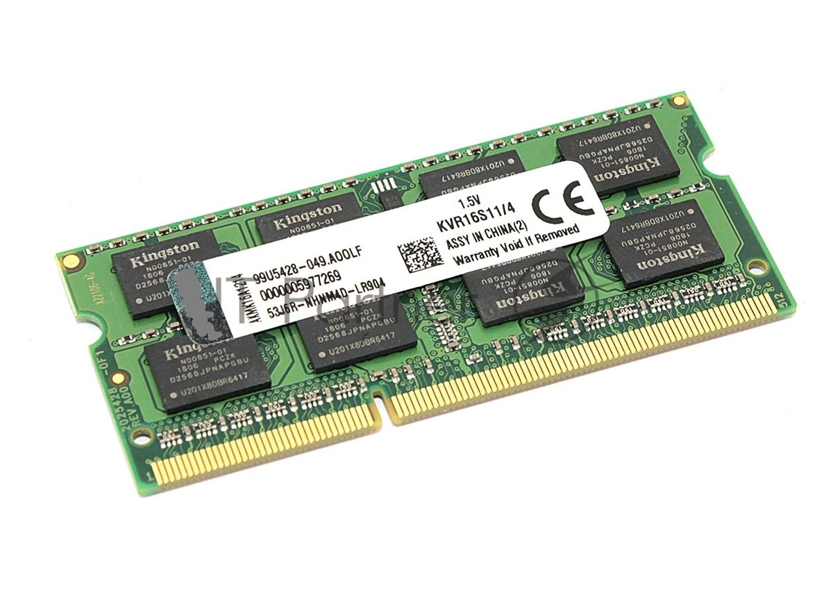 Оперативная память Kingston ValueRAM, DDR3, 4GB (1x4GB), 1600MHz, CL11, SO-DIMM