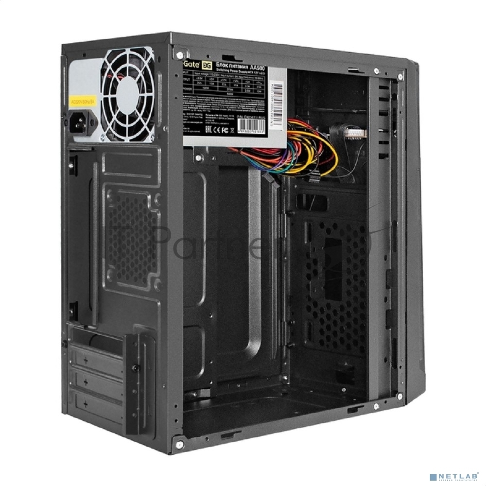 Exegate EX286394RUS Корпус Minitower ExeGate BAA-106-500W-8 (mATX, БП AA500 с вент. 8см, 2*USB, аудио, черный)