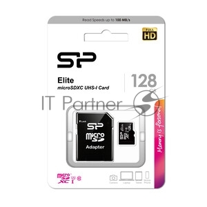 Флеш карта microSD 128Gb Silicon Power Elite A1 microSDXC Class 10 UHS-I U3 100 Mb/s (SD адаптер)