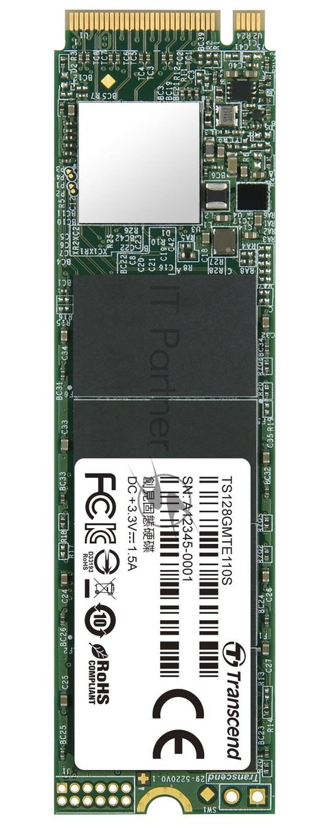 Накопитель SSD Transcend MTE110S, 128Gb, M.2 2280, PCIe 3.0 x4, NVMe, R/W 1600/400