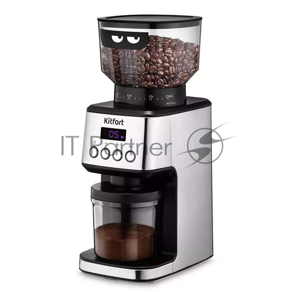 Кофемолка Kitfort КТ-790 180Вт сист.помол.:жернова вместим.:320гр нержавеющая сталь/черный