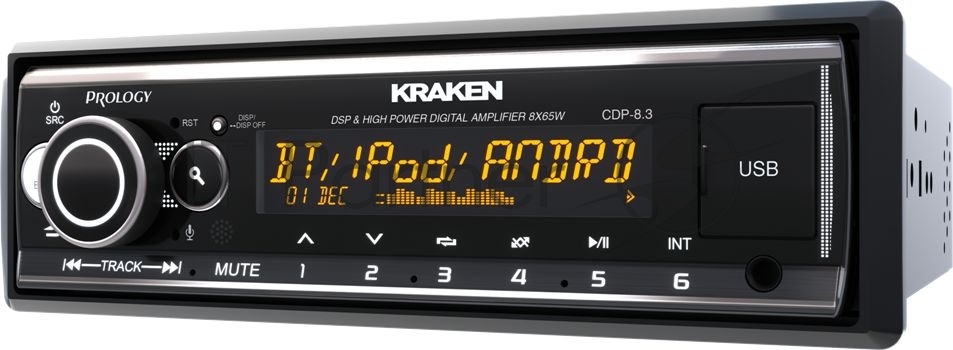 Автомагнитола Prology CDP-8.3 KRAKEN, 1 DIN, Bluetooth, USB Type-A, AUX, пульт ДУ