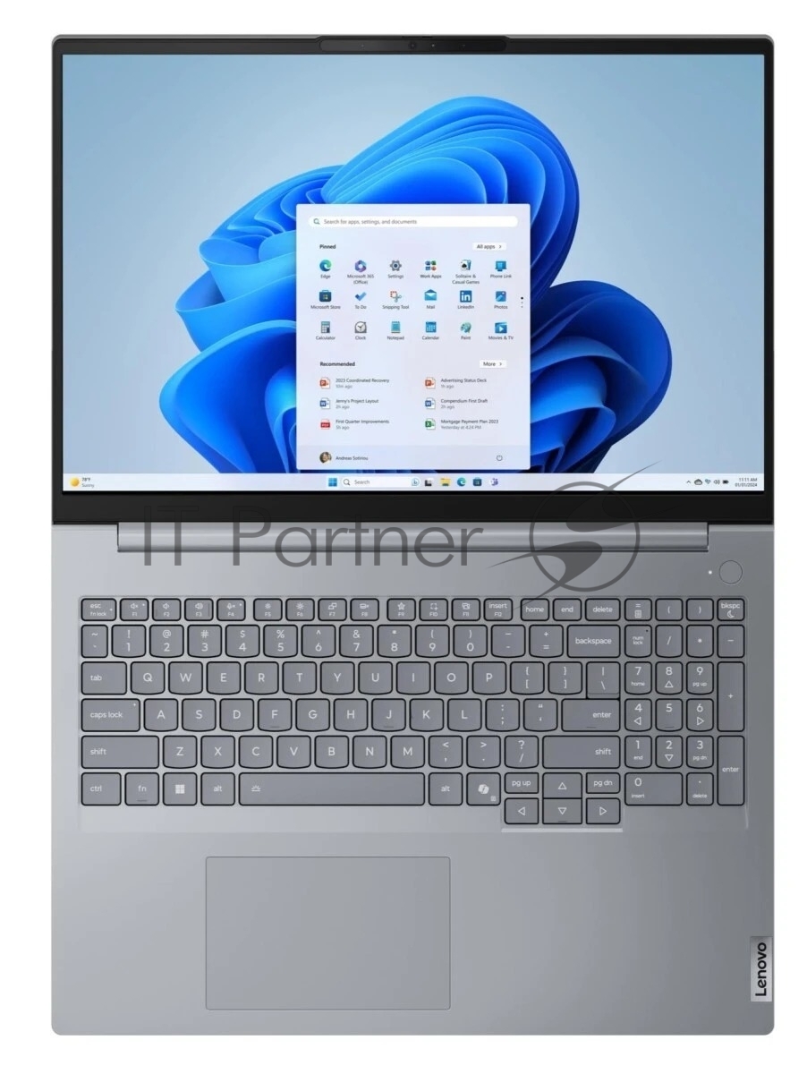 Ноутбук Lenovo ThinkBook 16 G8 IAL Intel Core Ultra 7 255H 4400MHz/16"/1920x1200/16Gb/512Gb SSD/Intel Arc Graphics/Wi-Fi/Bluetooth/Windows 11 Pro (21SK0030GQ_Win 11P) Grey