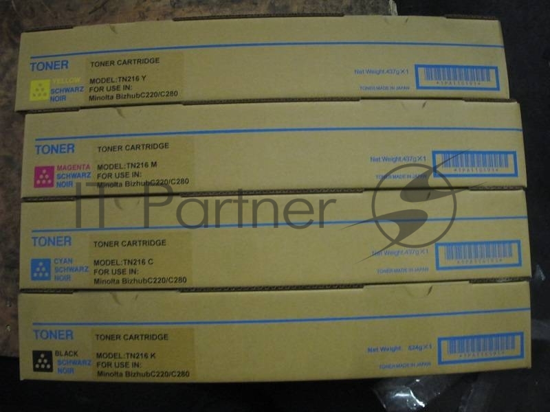 Тонер Konica-Minolta bizhub C220/280/360 черный TN-216K/TN-319K (туба, 524г) JPN