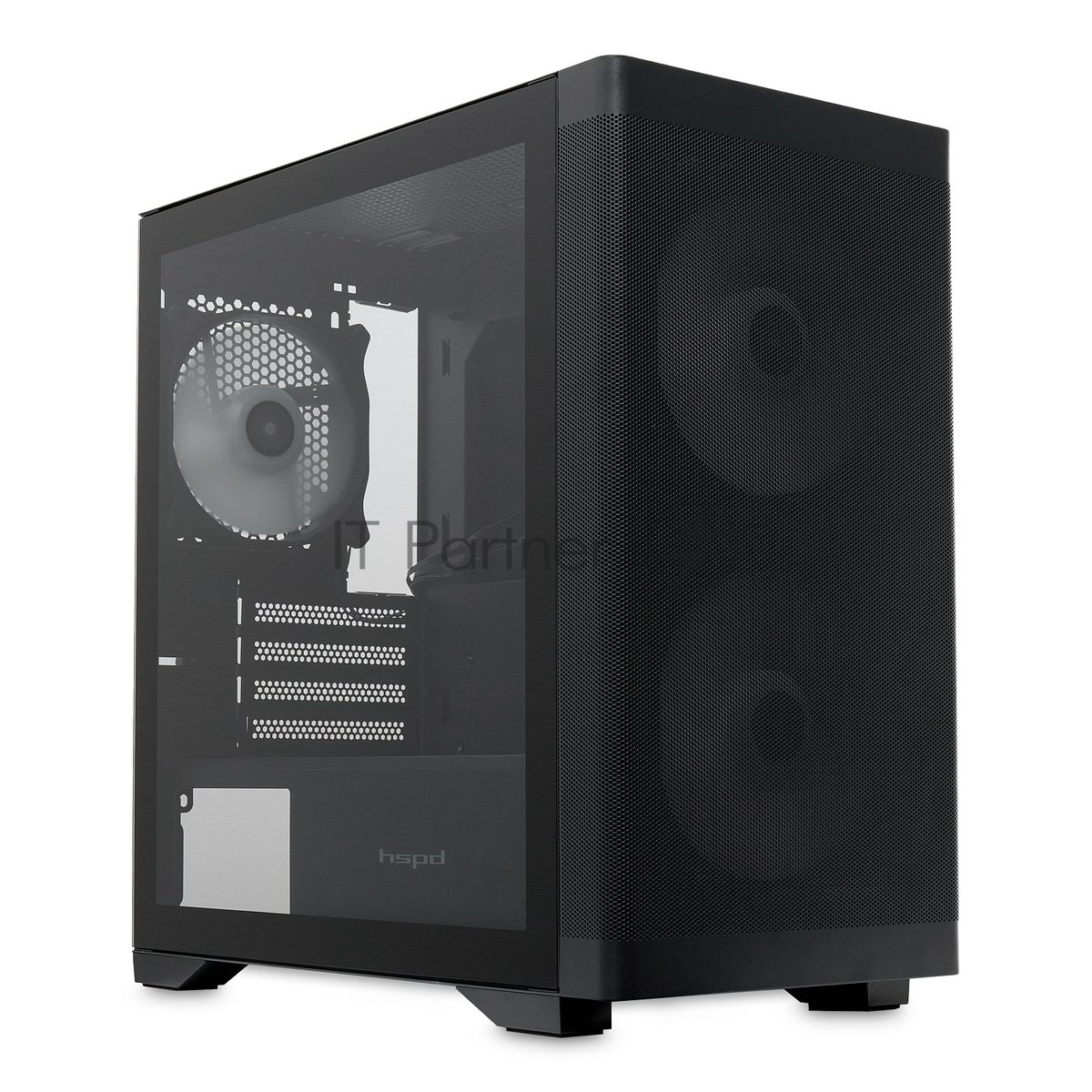Компьютерный корпус без блока питания HSPD M320, Mesh Mini-tower, черный, slide TG, 0.45 SPCC, 2x140мм ARGb+1x120мм ARGb mATX, mITX 160/340/184мм 2x2.5", 2x3.5", 4xPCI 2xUSB-A 3.0, 1xUSB-A 1.0 390x200x385мм