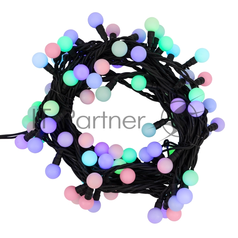 303-679 Гирлянда Мультишарики O17,5мм 10м 80 LED RGB черный каучук  IP67  NEON-NIGHT
