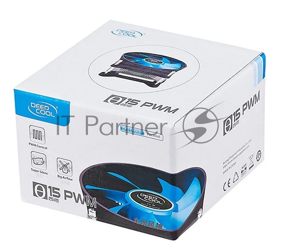 Кулер DEEPCOOL T15P OTDP-ICAS-T15P черный/синий 100мм алюминий 2800rpm 36db 4-pin 65W 46мм