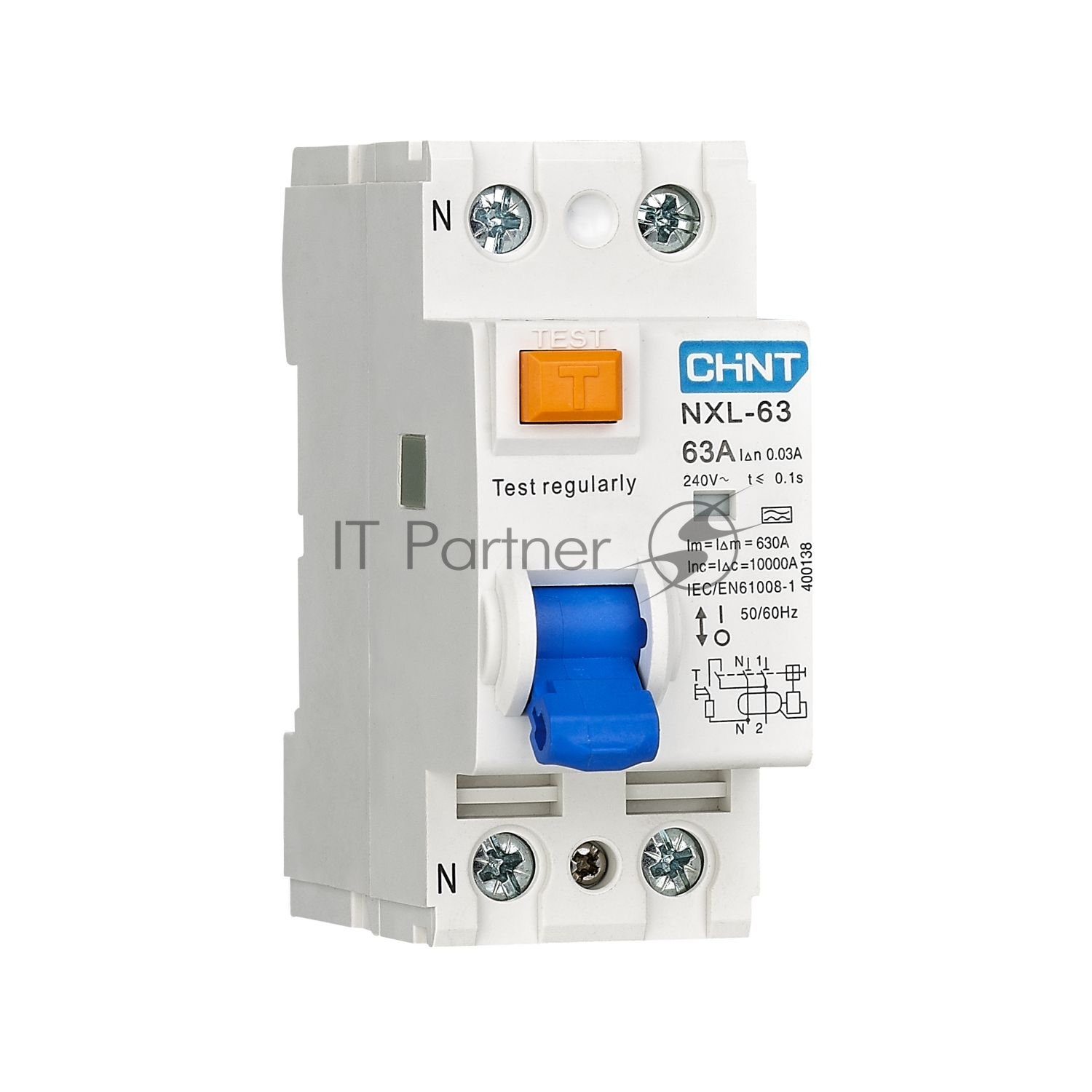 Выключатель дифференциального тока CHINT (УЗО) 1п+N 25А 30мА тип AC 6кА NXL-63