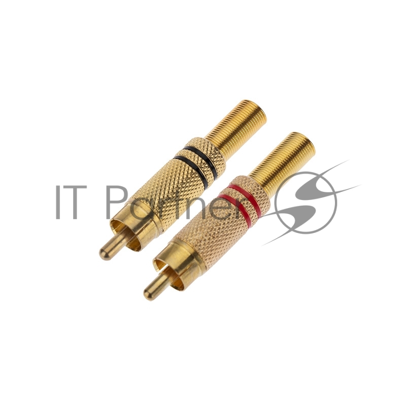 Разъем штекер PROconnect RCA металл пайка ZN черный/красный GOLD