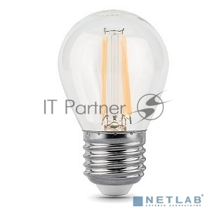 Лампа светодиодная Gauss Filament 7Вт цок.:E27 шар 220B св.свеч.бел.теп. P45 (упак.:1шт) (105802107)