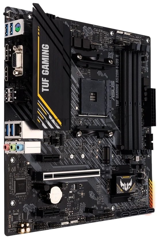 Материнская плата ASUS TUF GAMING A520M-PLUS, AM4, AMD A520, 4xDDR4, 4xSATA, 2xM.2, 1xPCIe 3.0 x16, 2xPCIe 3.0 x1, 1xVGA, 1xDVI, 1xHDMI, 1x1Gb LAN, 1xUSB-A 10Gbps, 4xUSB-A 5Gbps, 2xUSB-A 2.0, 3x3.5 мм, 7.1, mATX