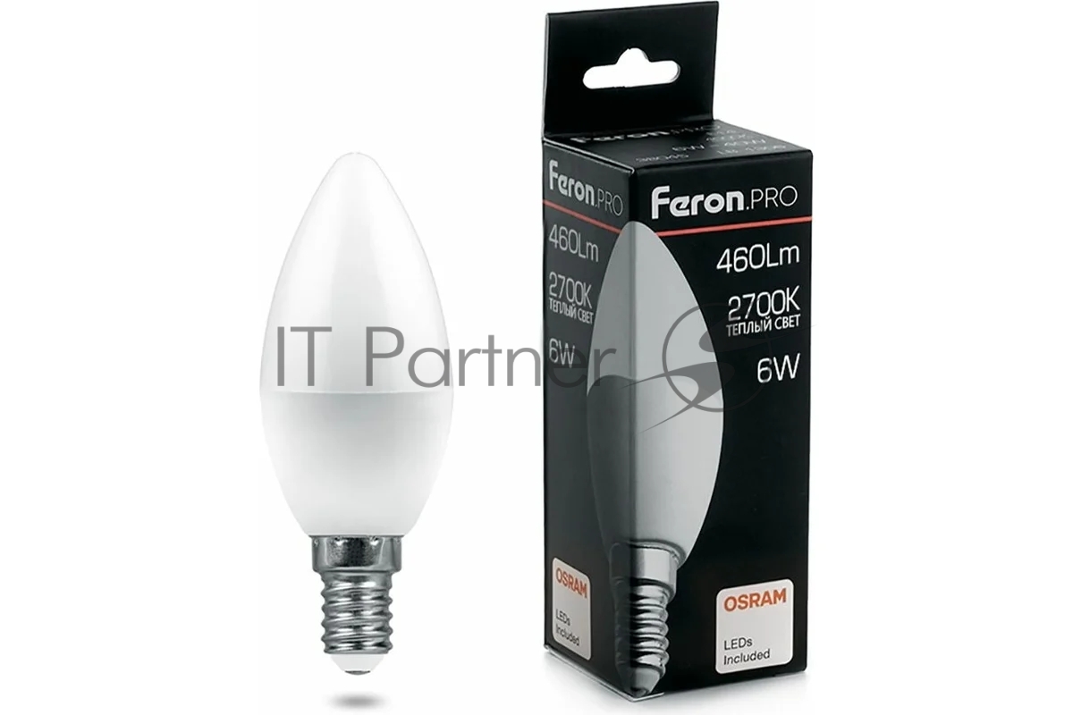 Лампа светодиодная Feron PRO LB-1306 свеча E14 6W 2700K
