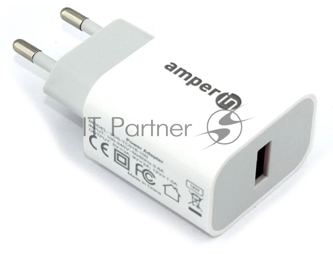 Блок питания (сетевой адаптер) Amperin USB-A, USB-C (YDS-TC045-011PK) 45W, белый