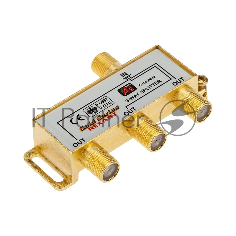 Делитель ТВ Rexant х 3 + 4 шт. F "BOX" 5-1000 МГц "GOLD"