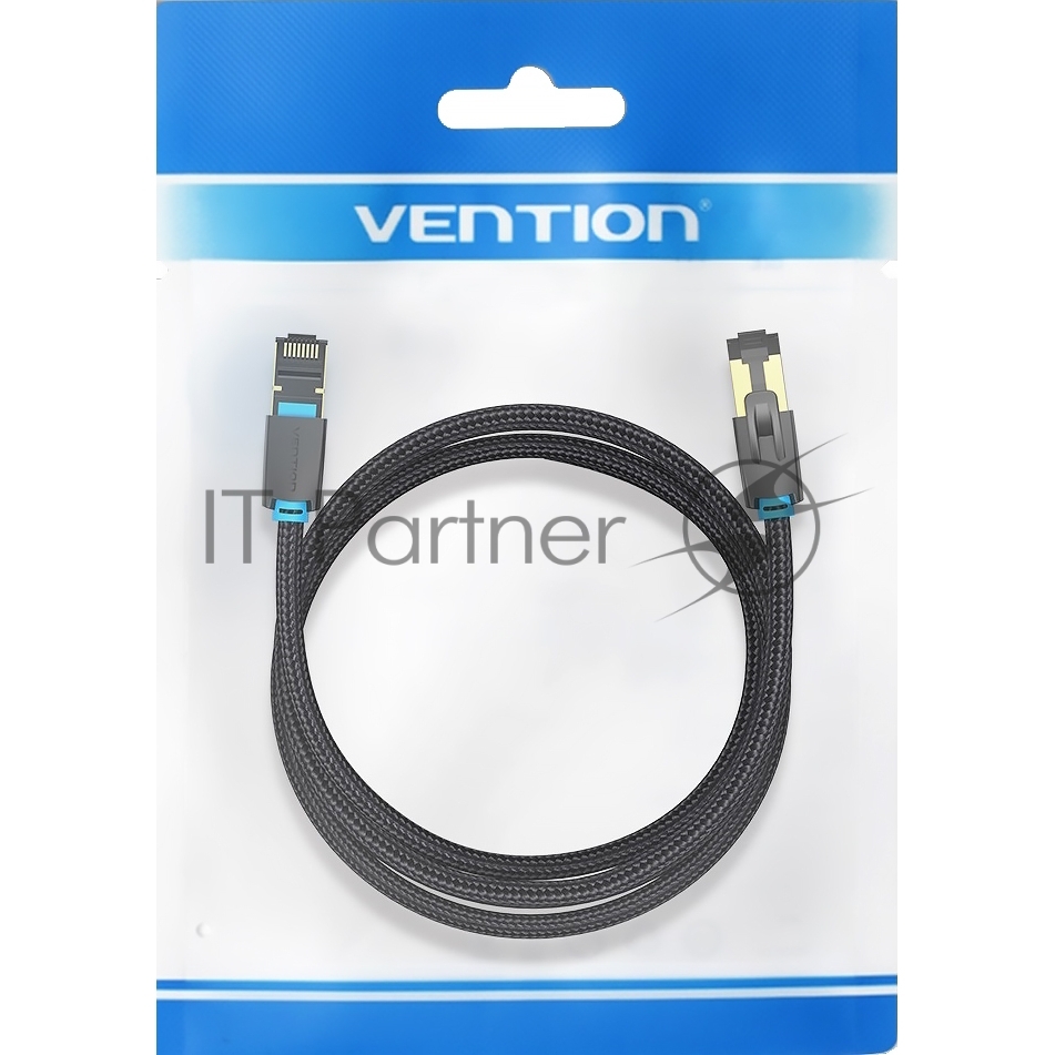 Патч-корд Vention прямой SFTP cat.8 RJ45 - 1м. черный Тканевая оплетка