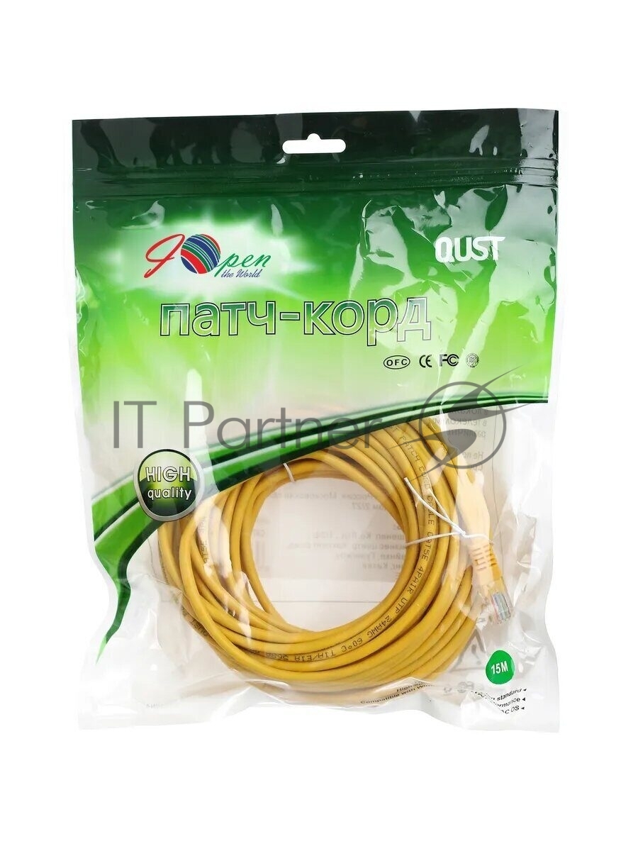 Aopen ANP511_15M_Y Патчкорд литой iOpen (Aopen/Qust) UTP кат.5е 15м желтый <ANP511_15M_Y>