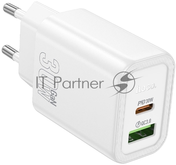 Сетевое зарядное устройство Hoco N63 Gentle 30W 3A (PD+QC) белый
