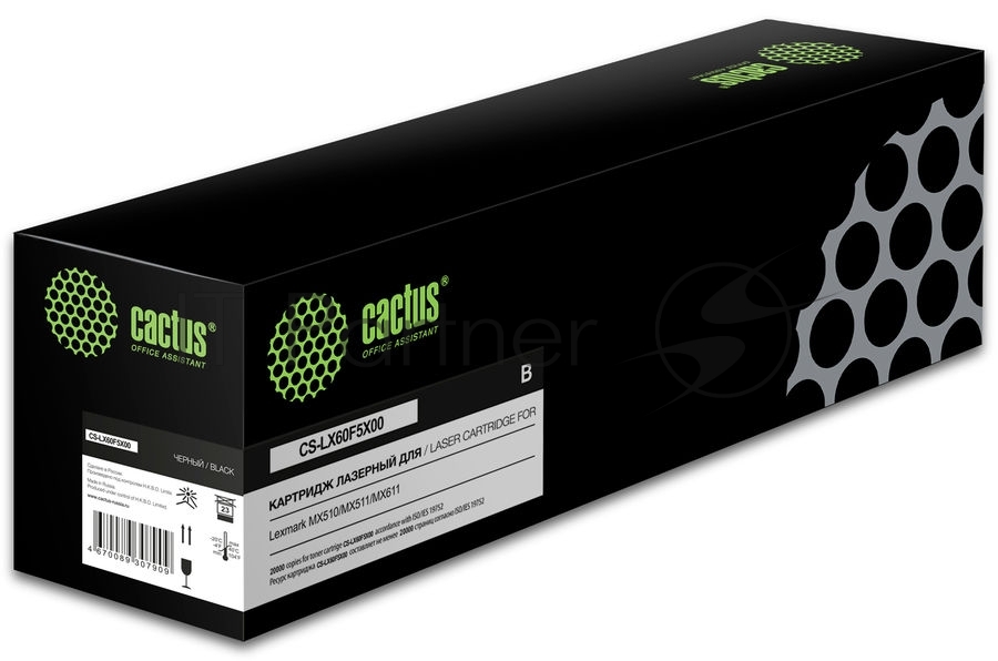 Картридж лазерный Cactus CS-LX60F5X00 60F5X00 черный (20000 стр.) для Lexmark MX510/MX511/MX611