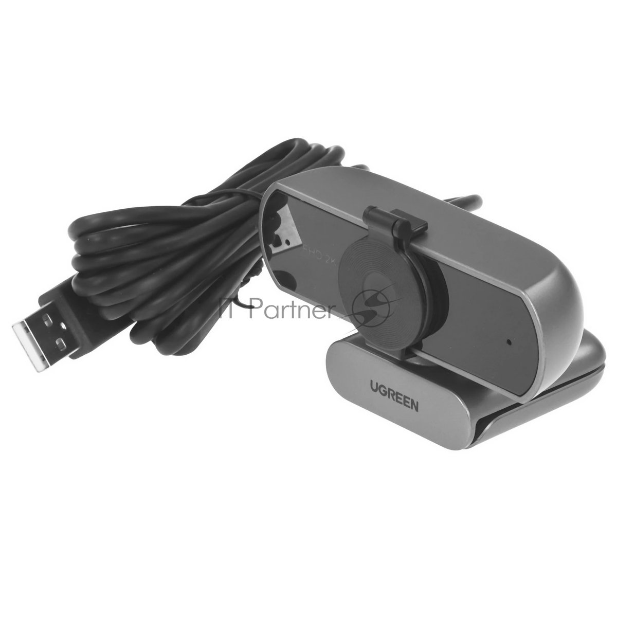 Веб-камера UGREEN CM717 2560x1440, 30 кадр/с, USB, микрофон (2 шт, шумоподавление), автофокус, универсальное крепление, серый