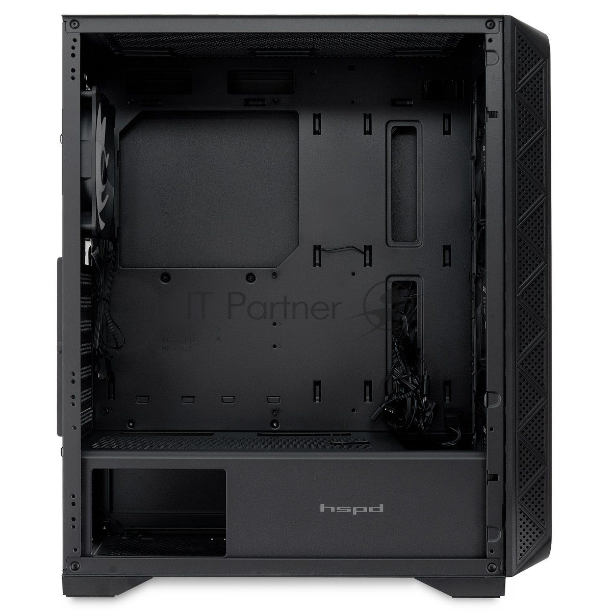 Компьютерный корпус HSPD M521, Mesh Mid Tower, черный, slide TG, 0.45 SPCC, 4x120мм ARGb ATX, mATX, mITX 160/330/184мм 2x2.5", -, 7xPCI 2xUSB-A 3.0, 1xUSB-A 1.0 390x200x449мм