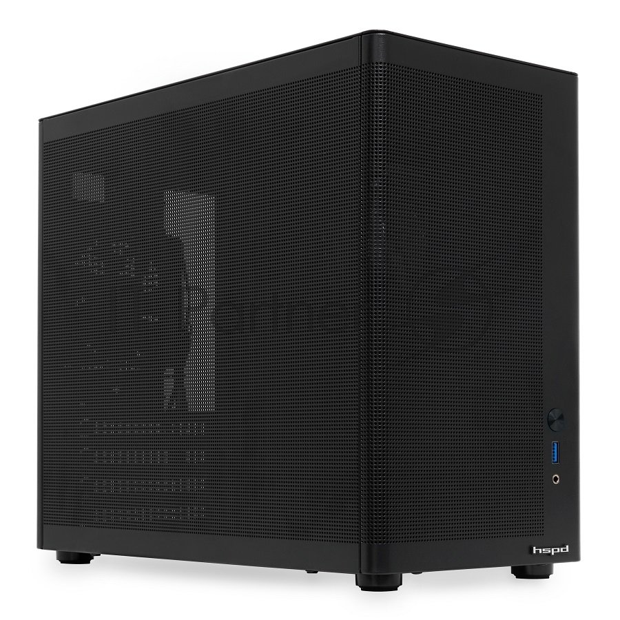 Компьютерный корпус без блока питания HSPD M210, Mesh Mid Tower, черный, 0.7 SPCC, 1x90мм mATX, mITX 140/280/150мм 1x2.5", 1x3.5", 4xPCI 1xUSB-A 3.0 302x168x350мм