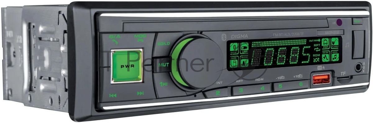 Автомагнитола Digma MCP-518, 1 DIN, Bluetooth, USB Type-A, AUX