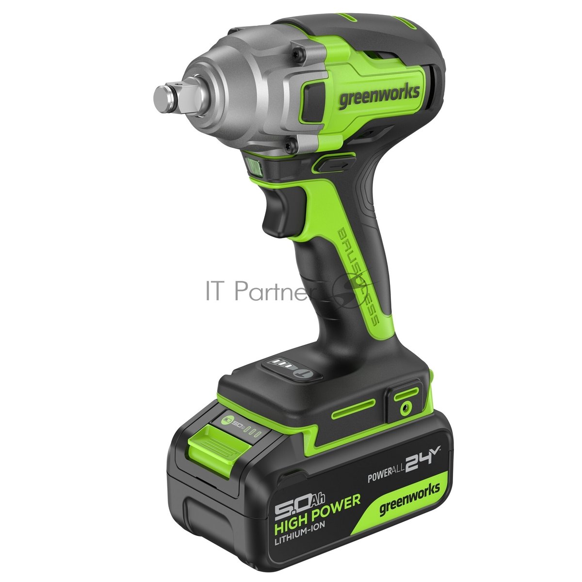 Гайковерт Greenworks GD24IW400 аккум. патрон:квад.1/2" (3802907CUG)