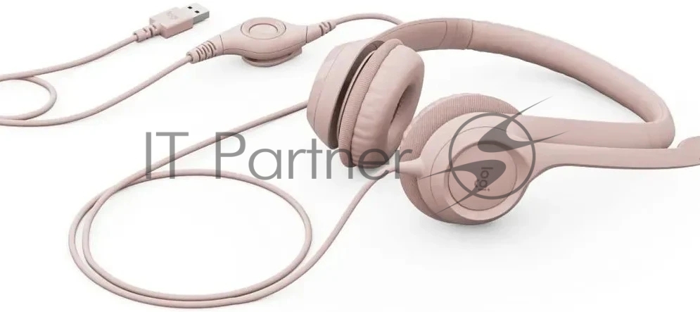 Гарнитура Logitech Stereo Headset H390 розовый, проводная, USB, регулятор громкости, шумоподавление микрофона