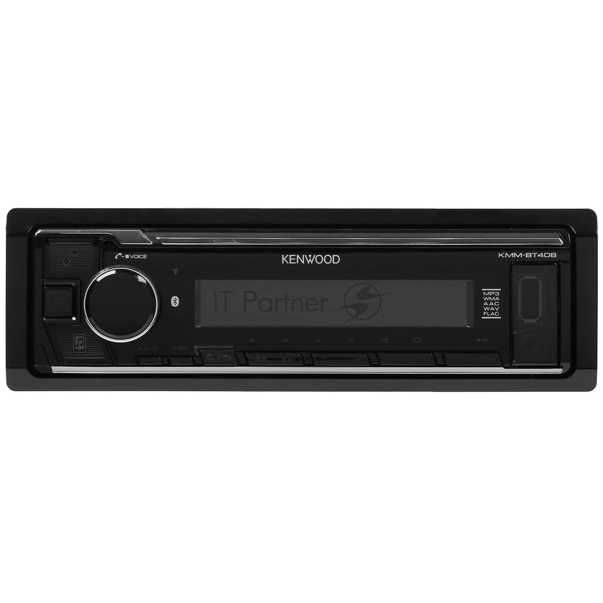 Автомагнитола Kenwood KMM-BT408, 1 DIN, Bluetooth, USB Type-A, AUX, съёмная панель