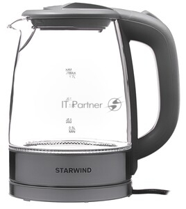 Электрочайник Starwind SKG2315 серый/серебристый, 1.7 л, 2200 Вт, скрытый нагревательный элемент