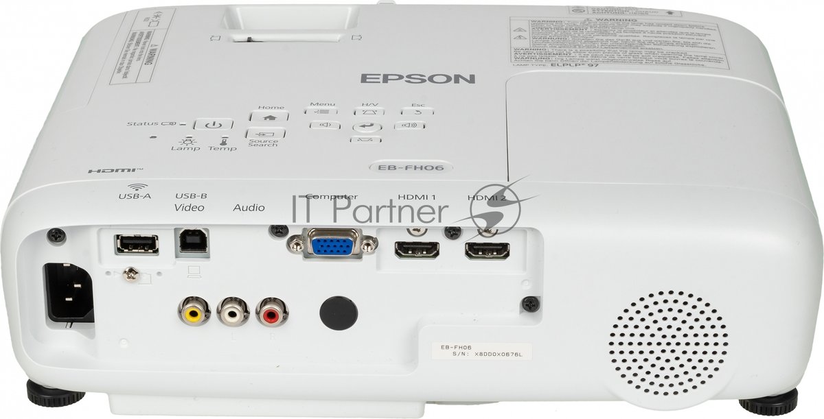 Проектор Epson EB-FH06 белый (LCD, 1920×1080, 3500Lm, 16000:1, 2.7 kg) (V11H974040)