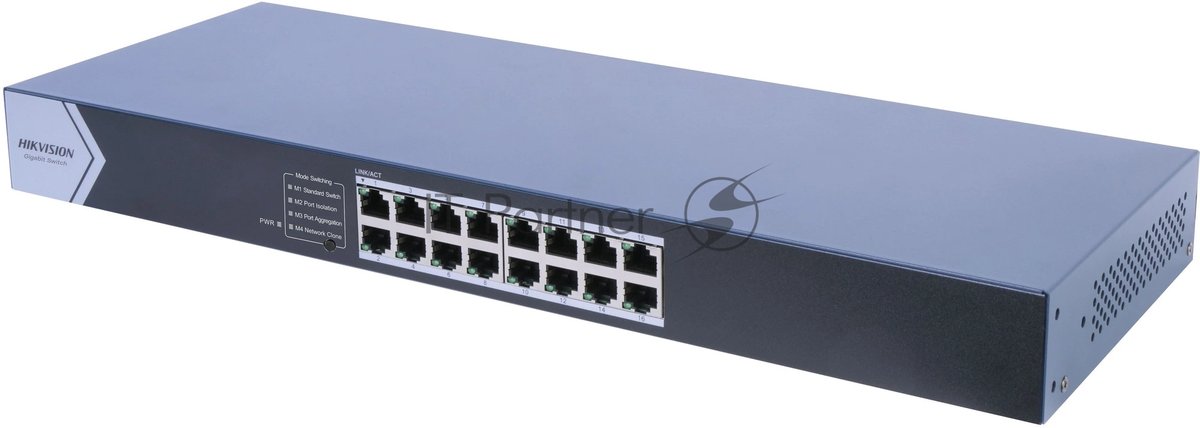 DS-3E0516-E(c) - Коммутатор, Hikvision, DS-3E0516-E(c), Неуправляемый, 16 x Gigabit RJ45 , Стоечный, Металл все наши цены всегда включают НДС
