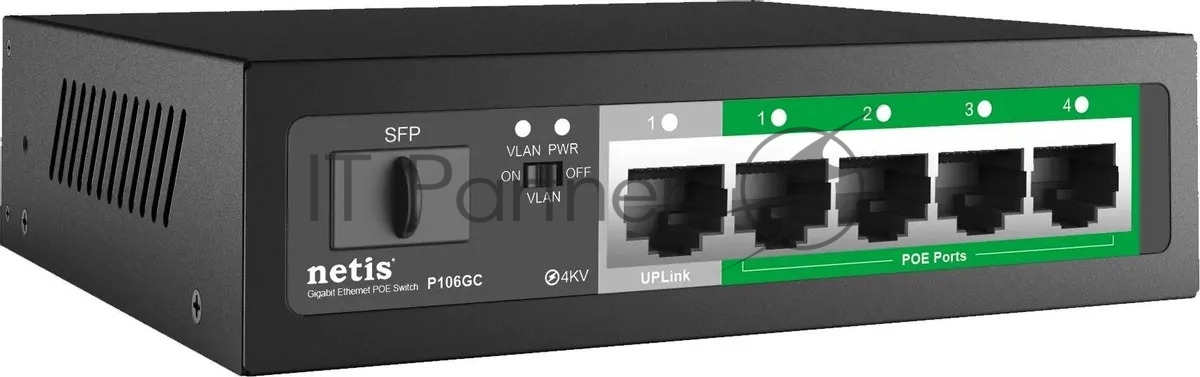 Коммутатор Netis P106GC, 4×1 Гбит/с PoE + 1×1 Гбит/с + 1×1 Гбит/с SFP, неуправляемый
