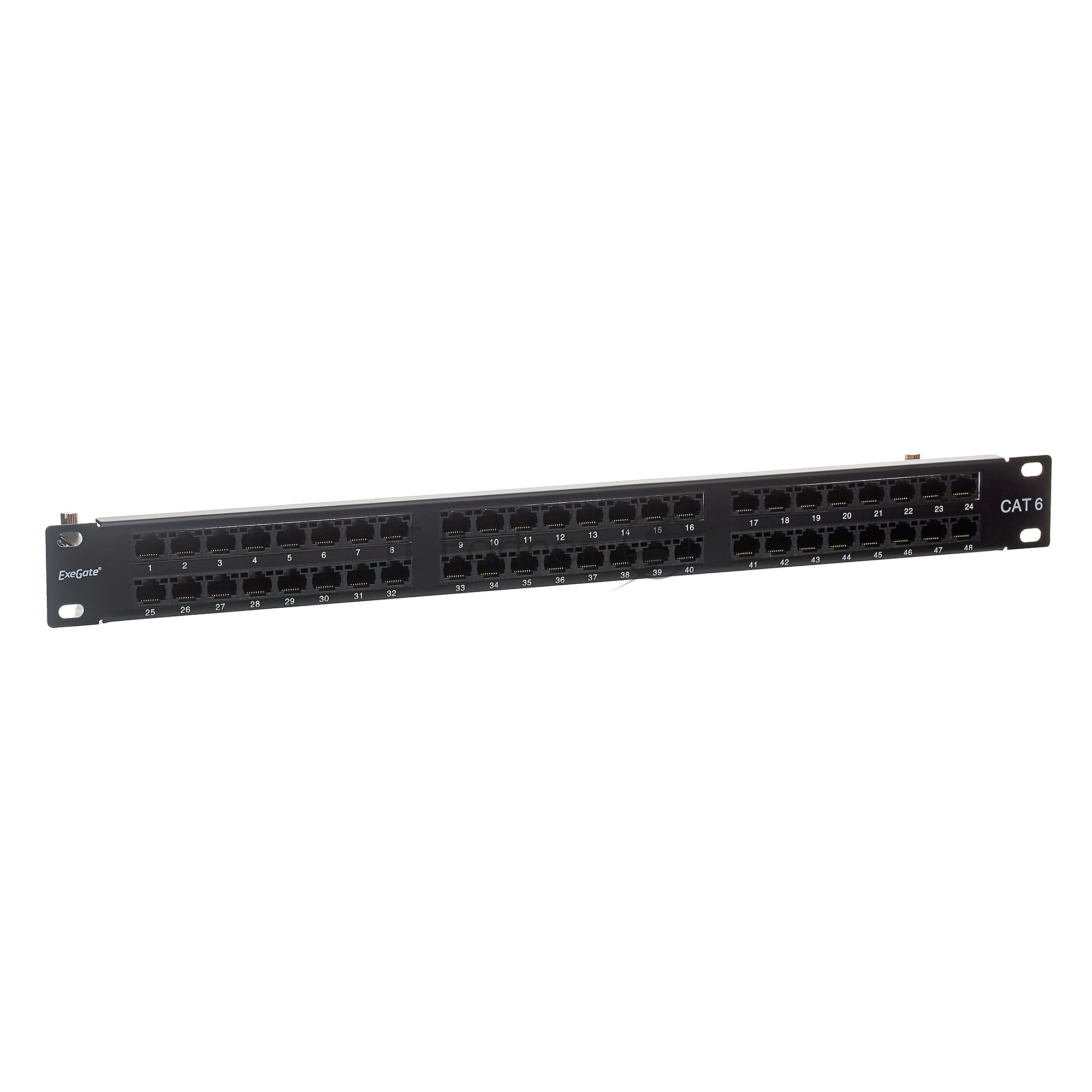 Exegate EX281082RUS Патч-панель UTP 19" 48 port кат.6 ExeGate  разъём KRONE&110 (dual IDC), 1U, RoHS, цвет черный