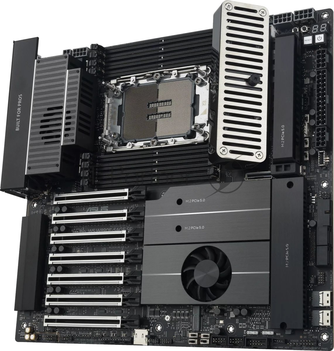 Серверная материнская плата ASUS PRO WS W890E-SAGE SE, LGA 4710-2, Intel W890, 8xDDR5, 4xSATA, 4xM.2, 7xPCIe 5.0 x16, 1xVGA, 2x10Gb LAN, IPMI, 2xUSB-C 40Gbps (USB4 / Gen3x2), 6xUSB-A 10Gbps, 2x3.5 мм, 7.1, EEB