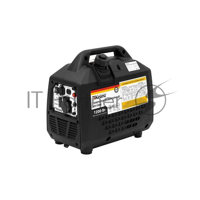 Генератор инверторный Kranz KR1200I, 1,2кВт, 230В, 2л, закрытый корпус, ручной старт