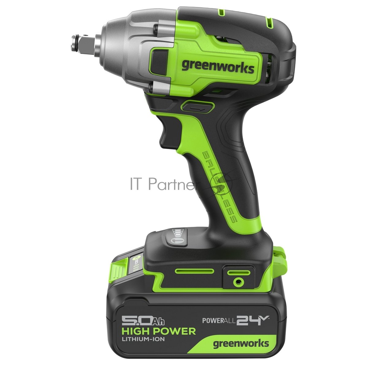 Гайковерт Greenworks GD24IW400 аккум. патрон:квад.1/2" (3802907CUG)