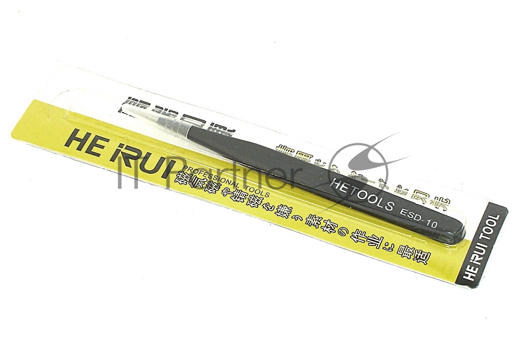 Пинцет HETOOLS ESD-10 прямой, черный 120мм