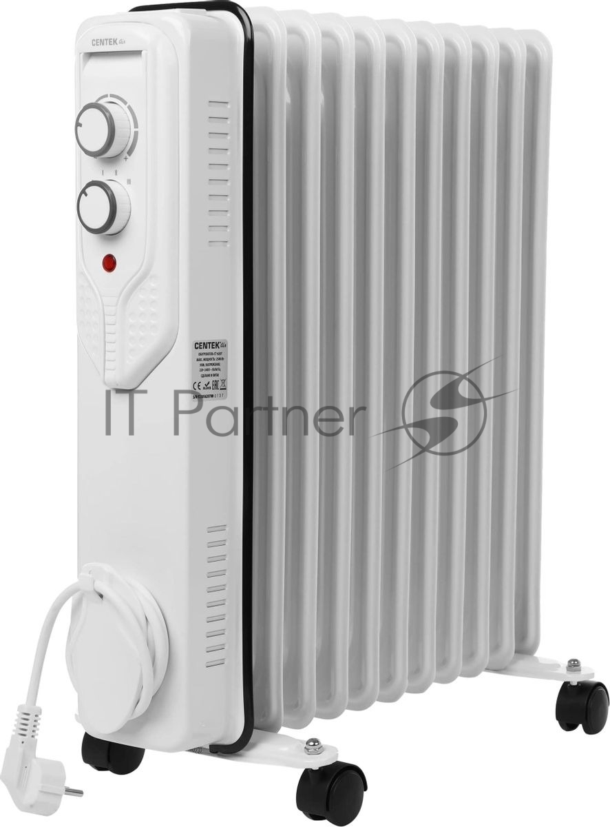 Масляный обогреватель Centek CT-6207 (11 секций) белый, 1000/1750/2500 Вт, 25 м2, 3 режима, термостат
