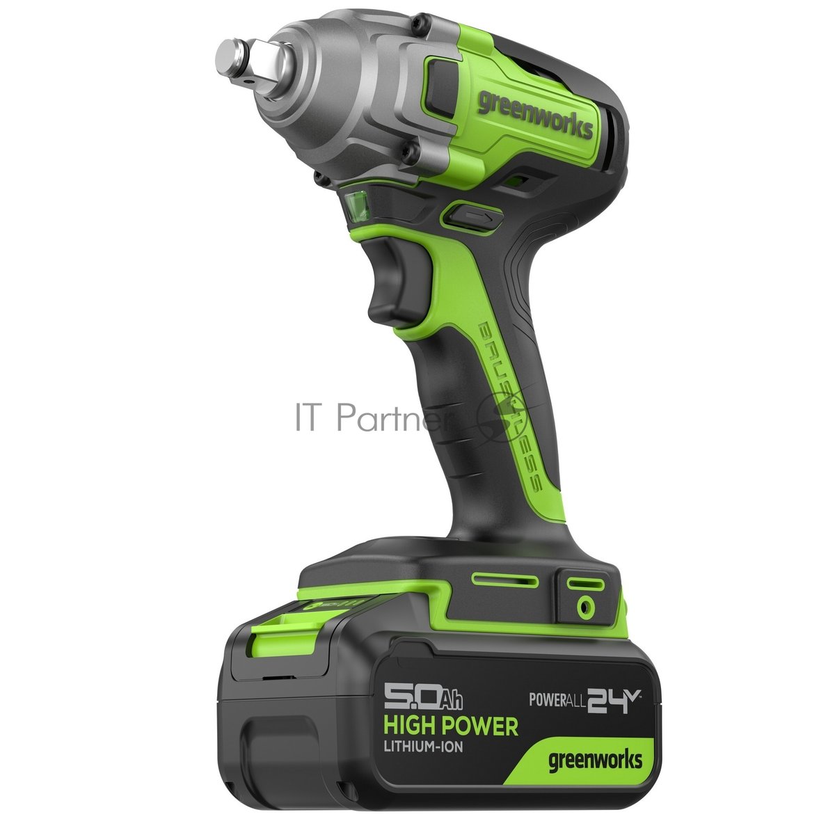 Гайковерт Greenworks GD24IW400 аккум. патрон:квад.1/2" (3802907CUG)